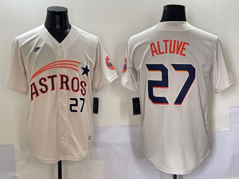 Men Houston Astros #27 Altuve Cream Five generations Joint Name 2025 Nike MLB Jersey style 4